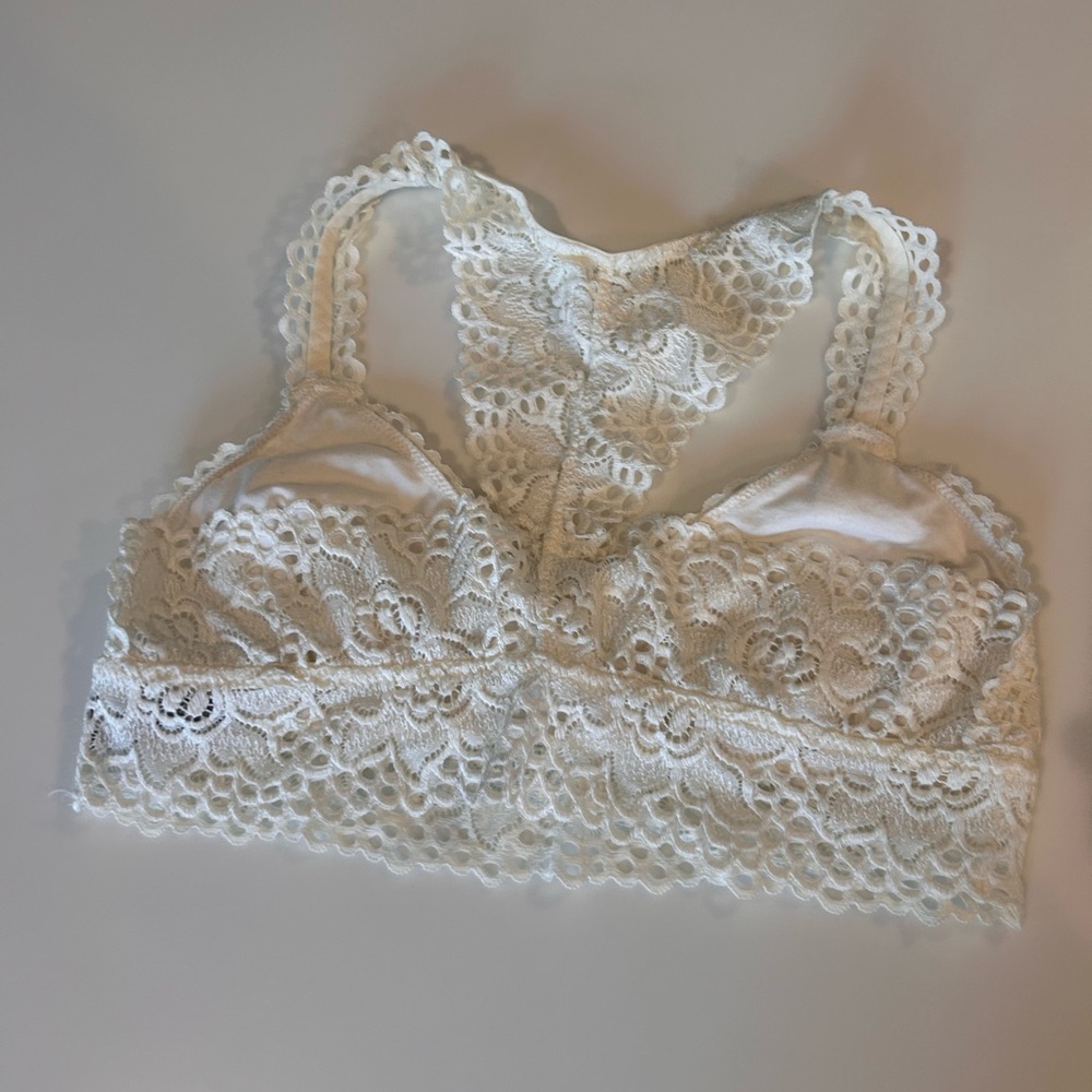 aerie White Lace Racerback Bralette - Picture 2 of 8
